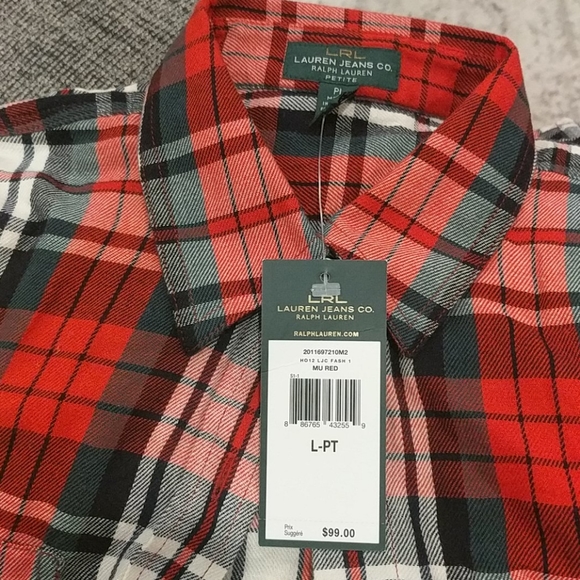 NWT Lauren Ralph Lauren plaid button-up  shirt - Picture 4 of 5